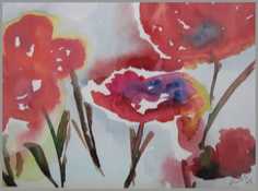 044 Rd fantasi - Akvarel p papir 20 x 28 cm - Alettes Maleri (akvarel og akryl)