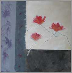 076 Brun baggrund - Akryl p lrred 50 x 50 cm - Alettes Maleri (akvarel og akryl)