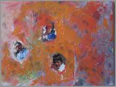 077 Orange billede - Akryl p lrred 30 x 40 cm - Alettes Maleri (akvarel og akryl)