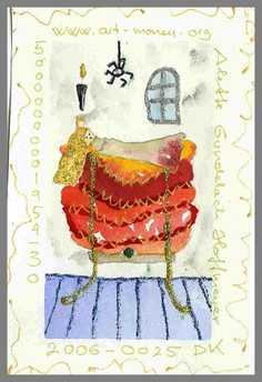 112 Art money 2006-025 - Akvarel p� papir 18 x 12 cm - Alettes Maleri (akvarel og akryl)