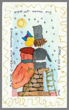115 Art money 2006-028 - Akvarel p papir 18 x 12 cm - Alettes Maleri (akvarel og akryl)