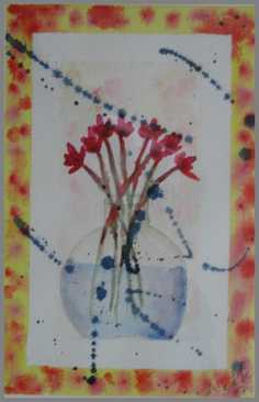 143 Vase med stnk - Akvarel p papir 29 x 20 cm - Alettes Maleri (akvarel og akryl)